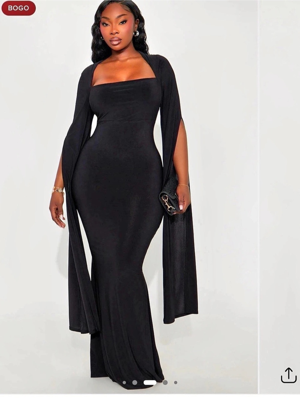 Cape Detail Maxi Dress Black